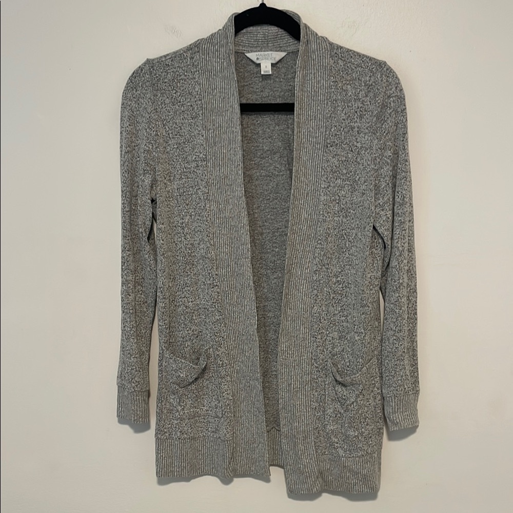 Market & Spruce Size Small Gray Open-Front Cardigan Sweater